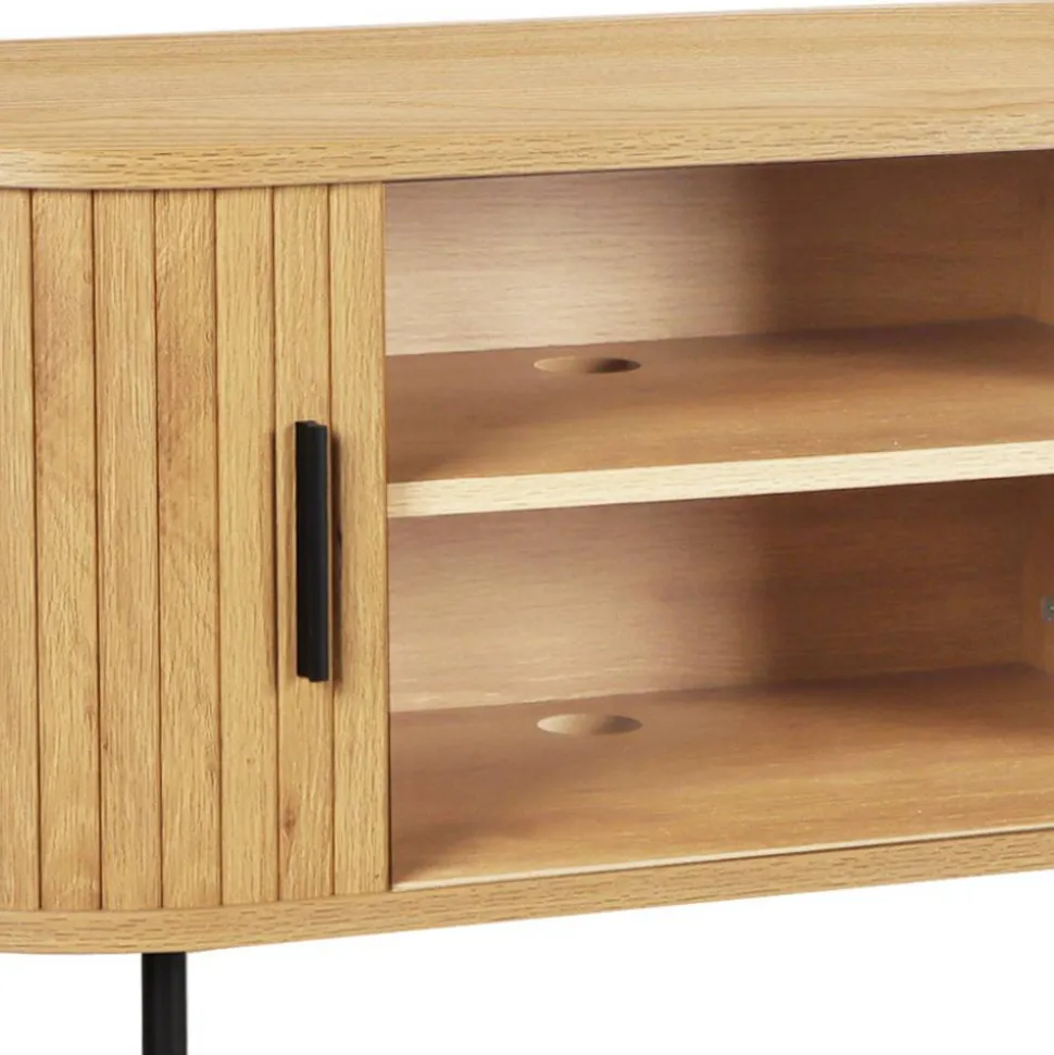 Ovales TV-Board mit Schiebetüren - Barnetta