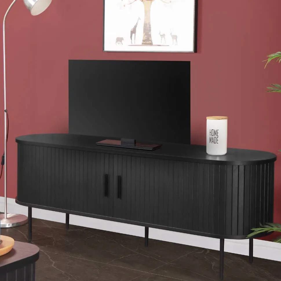 Ovales TV-Lowboard mit Schiebetüren - Lurymav