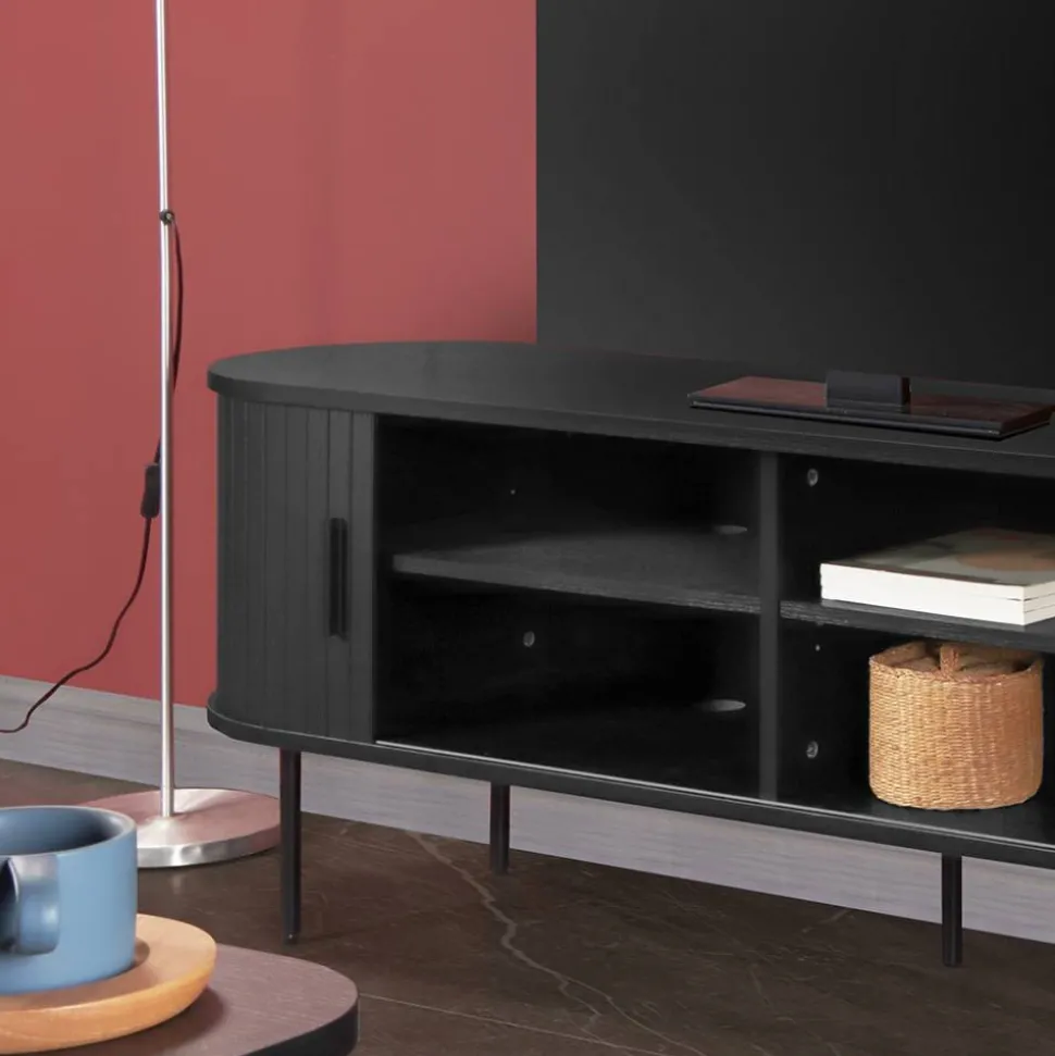 Ovales TV-Lowboard mit Schiebetüren - Lurymav