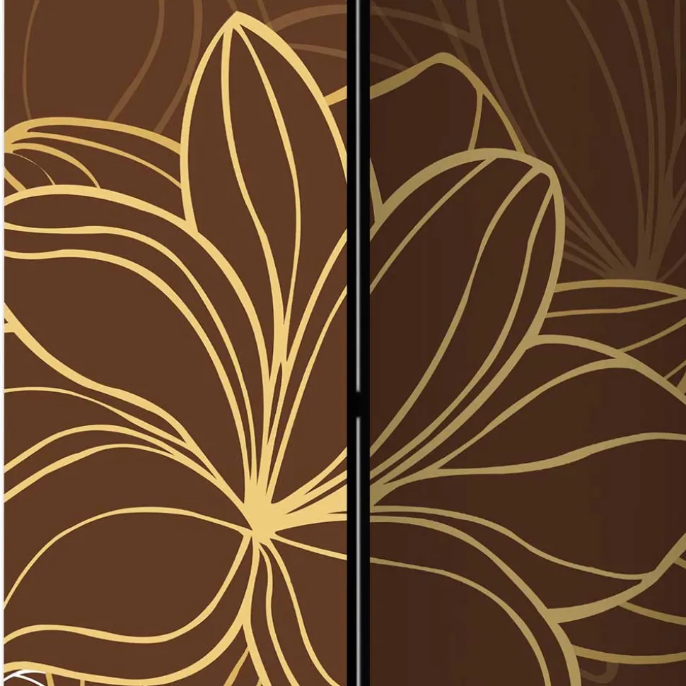 Paravent in Braun Weiß Gelb bedruckt - Sanni