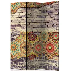 Paravent mit Druck Steinmauer & Mandalas - Basel