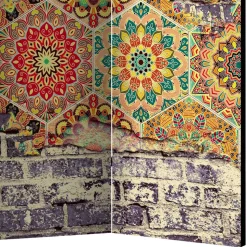 Paravent mit Druck Steinmauer & Mandalas - Basel