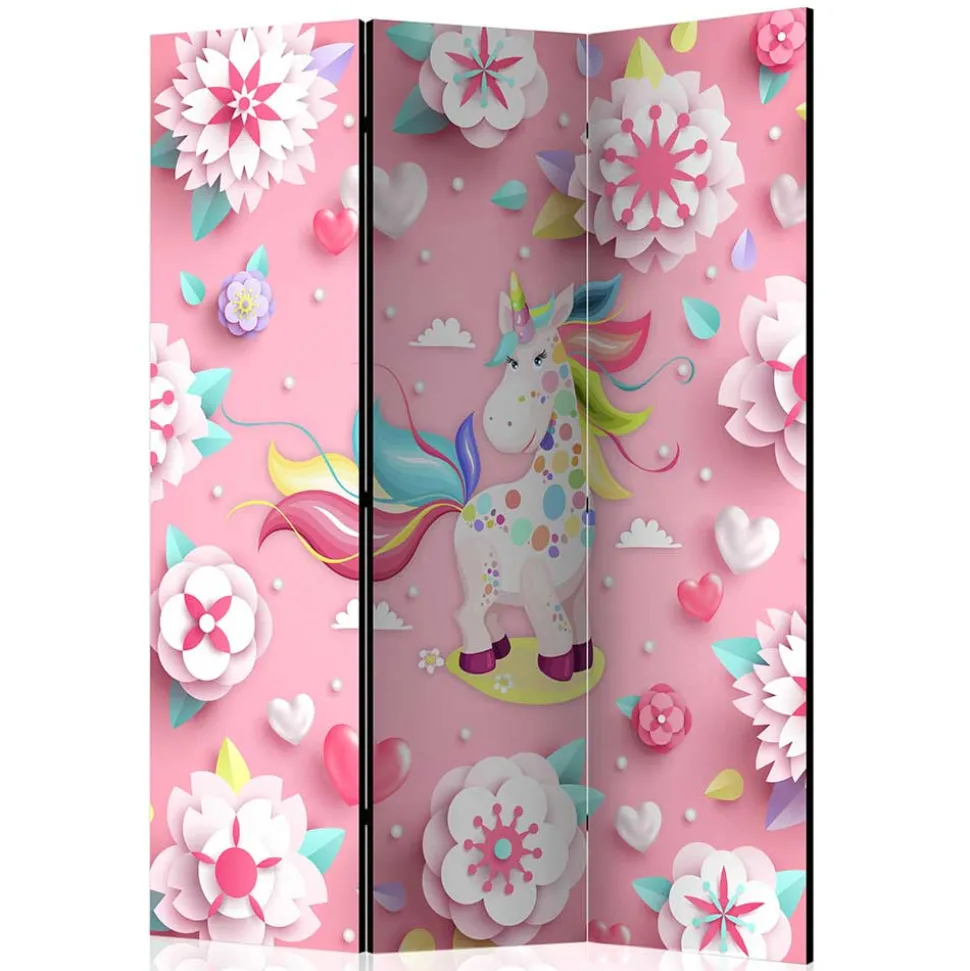 Paravent mit Einhorn Motiv in Rosa Bunt - Olenka