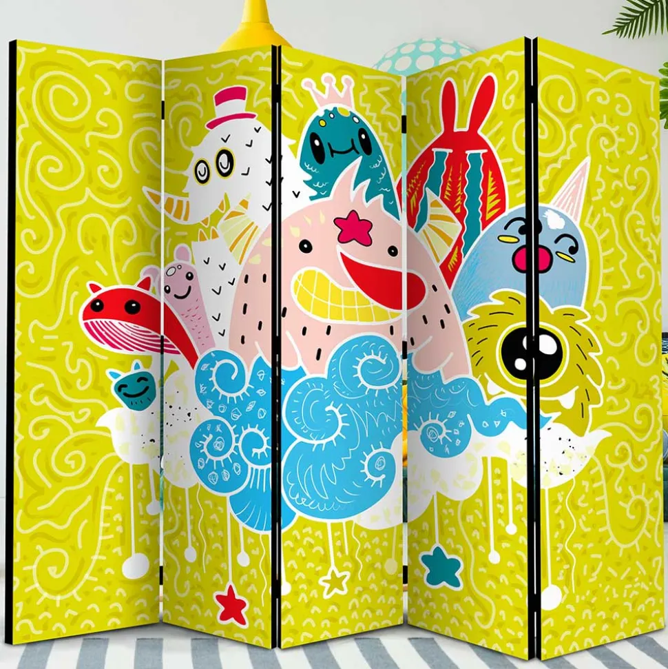 Paravent mit Kawaii Monster Motiv - Quarzas