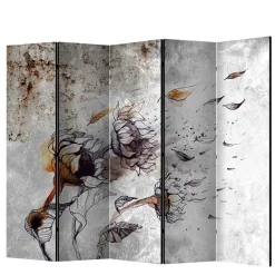 Paravent mit Kunstmotiv Sonnenblumen im Wind - Grema