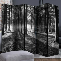 Paravent mit Schwarz-Weiss Druck Wald - Norte