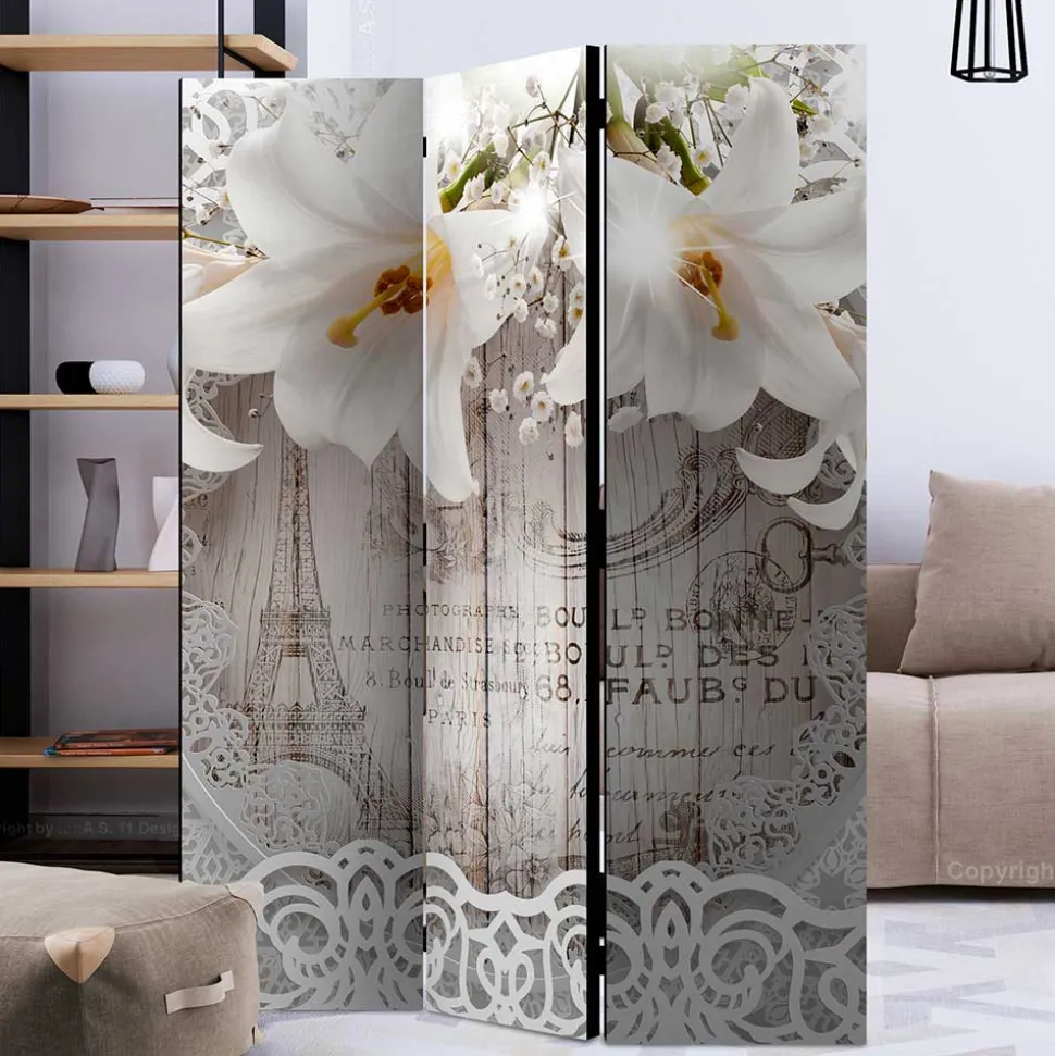 Paravent mit Vintage Motiv Paris Lilien - Crane