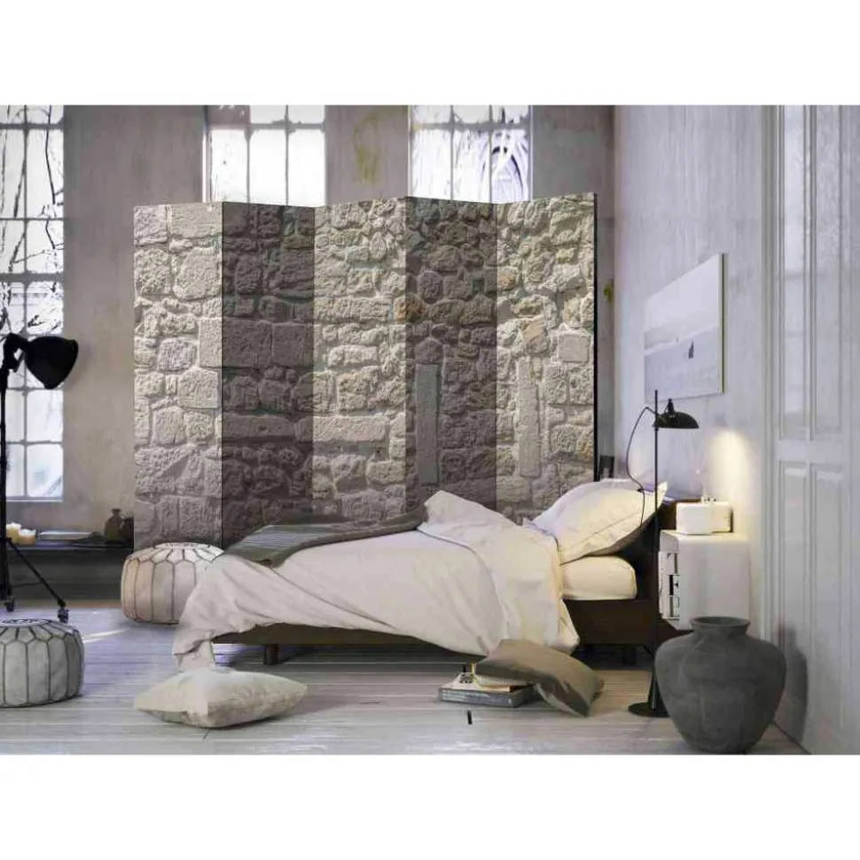 Paravent Trennwand mit Sandstein Mauer - Basiclicata