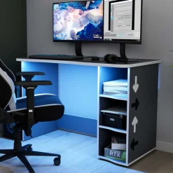 PC Schreibtisch in Anthrazit mit Weiß - Venatio