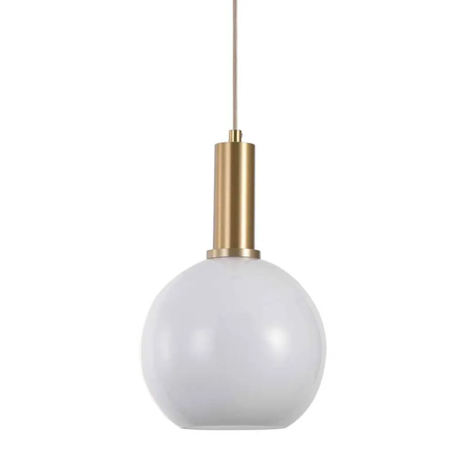 Pendelleuchte mit Kugelschirm in Weiß - Konstantin