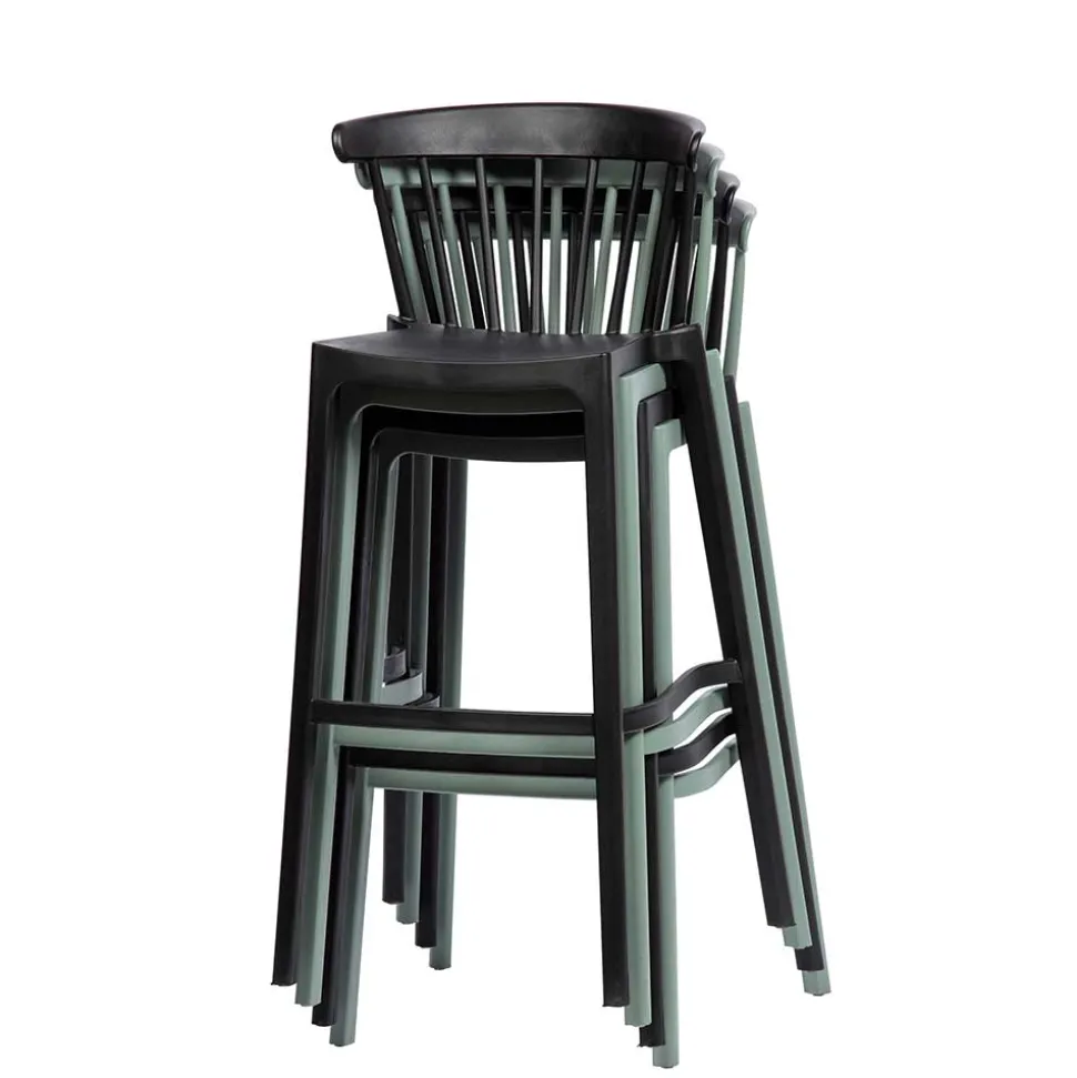 Pflegeleichter Barstuhl in Graugrün - Ecdo (2er Set)