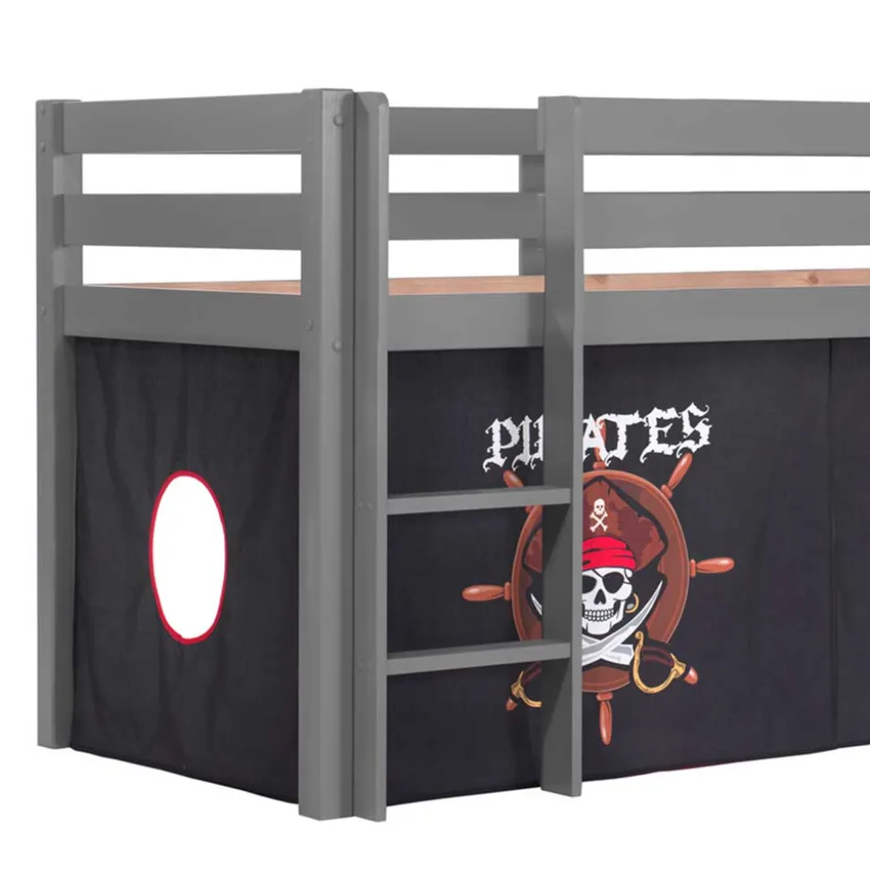 Piratenhochbett mit Rutsche in Grau - Ainbols