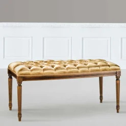 Polsterbank Bettbank in Gold & Buche Braun - Machipo