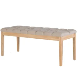Polsterbank in Beige mit Holzgestell - Briana