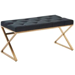 Polsterbank mit X-Füßen in Schwarz Samt - Felda