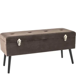 Polsterbank Truhe aus Samt in Taupe - Landhuis