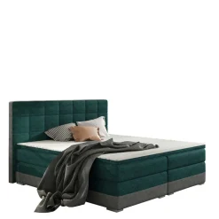 Polsterbett in Dunkelgrün und Grau - Susana