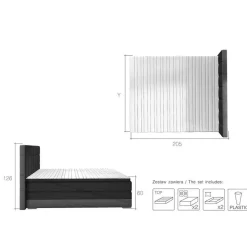 Polsterbett in Dunkelgrün und Grau - Susana