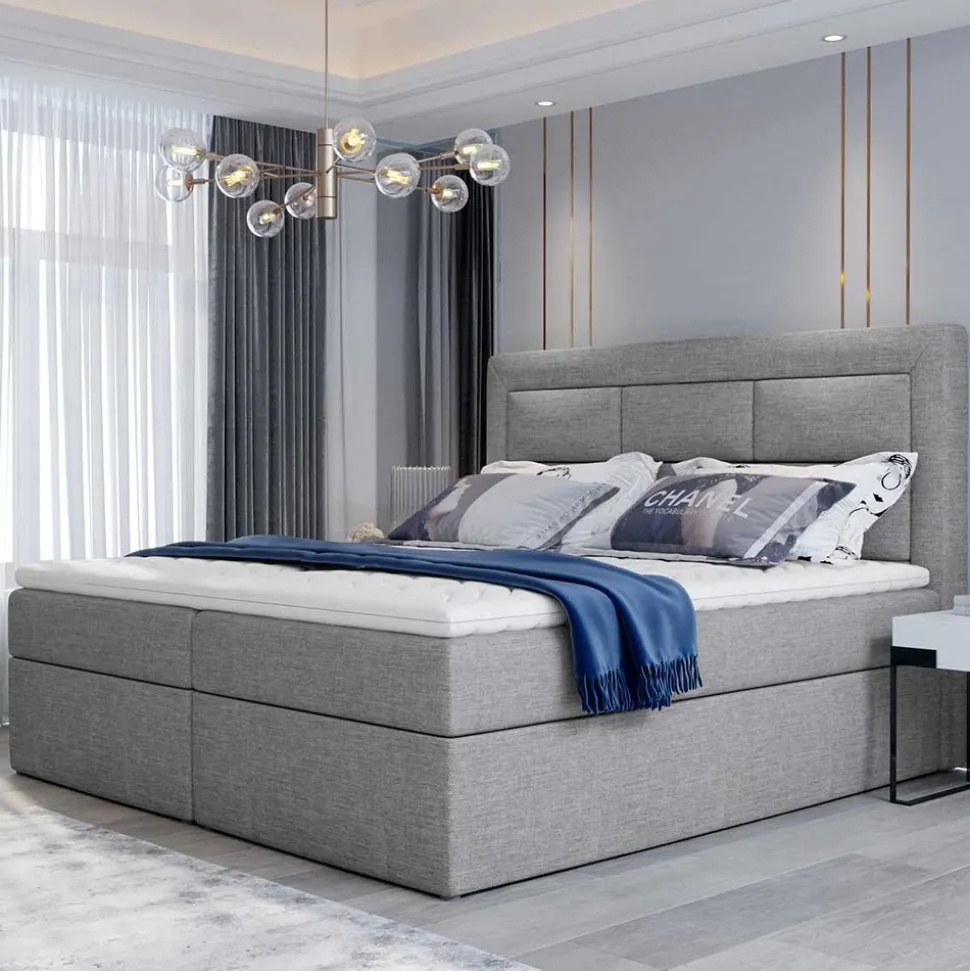 Polsterbett in Grau Webstoffbezug - Kalis