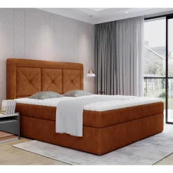 Polsterbett in Rotbraun Vintage Optik - Bogor