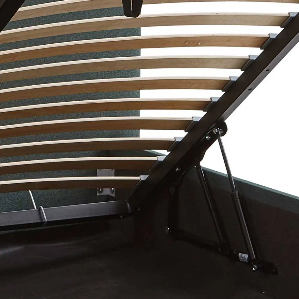 Polsterbett mit Bettkasten in Dunkelgrün - Sandja