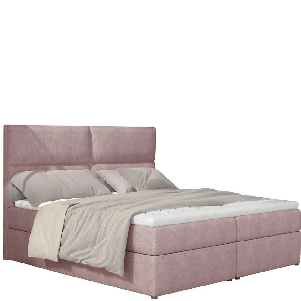 Polsterbett mit Matratzen und Stoffbezug in Hellrosa - Jonela