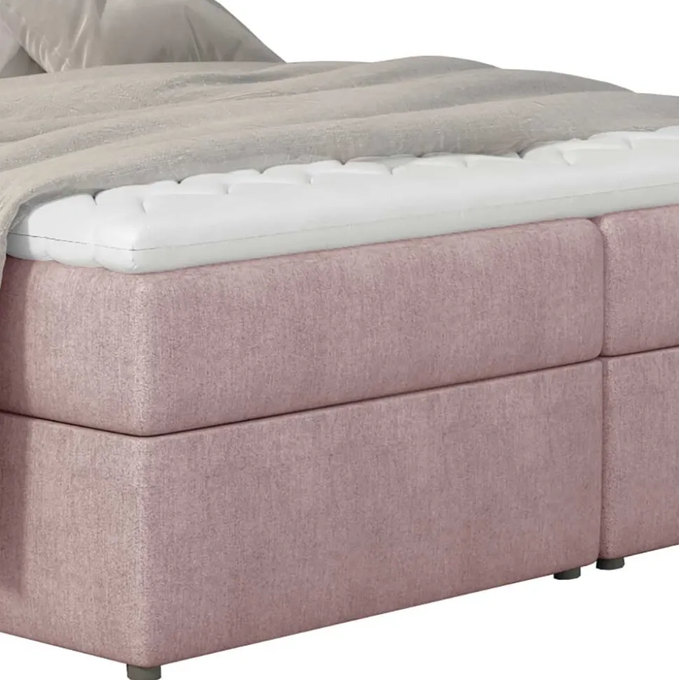 Polsterbett mit Matratzen und Stoffbezug in Hellrosa - Jonela