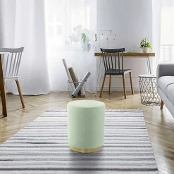 Polsterhocker in Mintgrün mit Gold - Candura