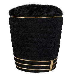 Polsterhocker in Schwarz mit Gold - Velsamos