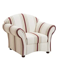 Polstersessel in Weiß Dunkelrot Beige gestreift - Senore