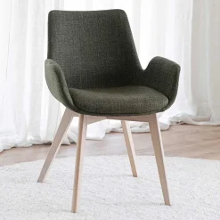Polsterstühle mit Armlehnen in Dunkelgrün - Termi (2er Set)