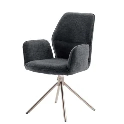 Polsterstuhl aus Chenille in Anthrazit - Makan (2er Set)