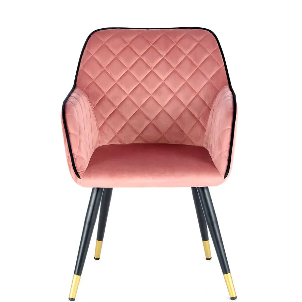 Polsterstuhl mit Armlehnen in Rosa Schwarz - Elliot