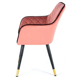 Polsterstuhl mit Armlehnen in Rosa Schwarz - Elliot