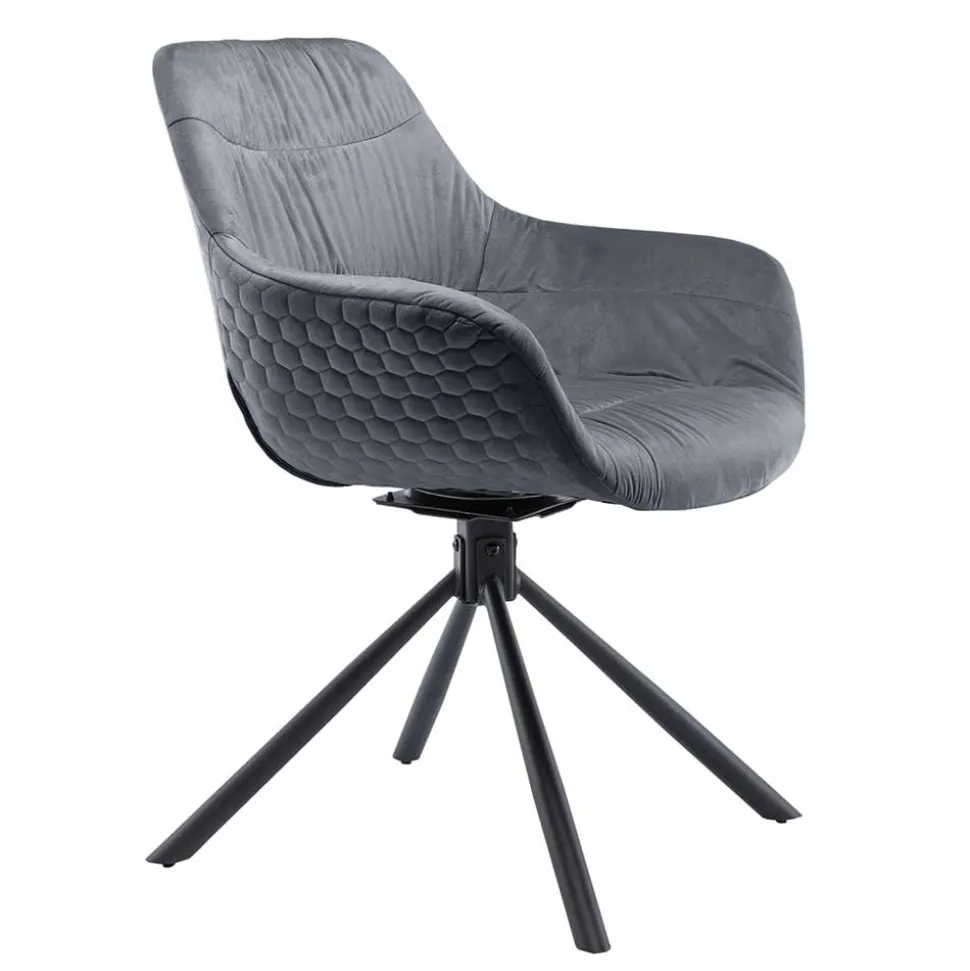 Polsterstuhl mit Armlehnen auf Drehgestell - Memphis