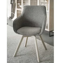 Polsterstuhl mit Armlehnen in Beigegrau - Diadoro (2er Set)