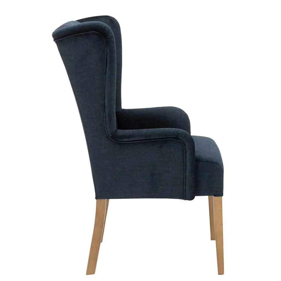 Polsterstuhl mit Ohren in Dunkelblau - Zilandra
