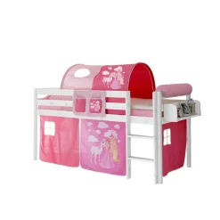 Prinzessin Hochbett Tornado mit Vorhang und Tunnel in Rosa Pink