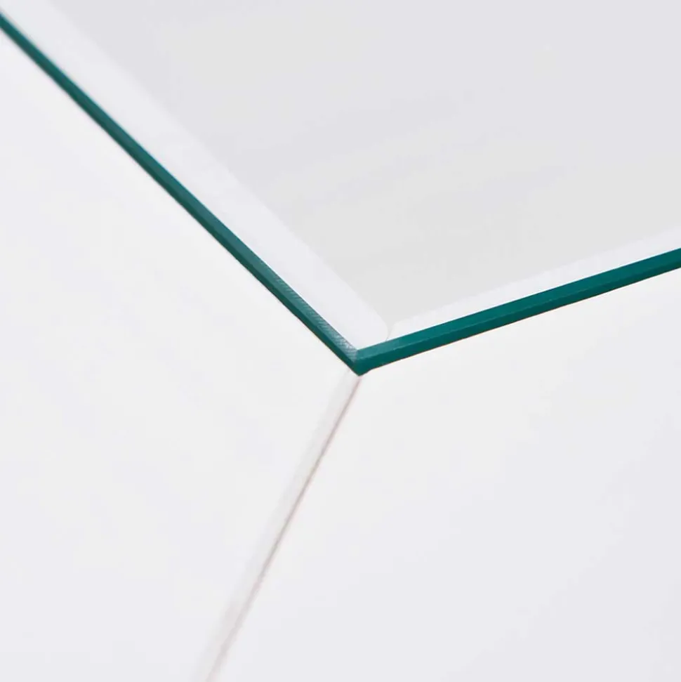 Quadrat 75x75 Landhaus Sofatisch mit Glas - Rosanna