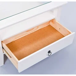 Quadrat 75x75 Landhaus Sofatisch mit Glas - Rosanna