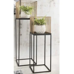 Quadratische Blumensäule mit Gitterkorb - Brazoli