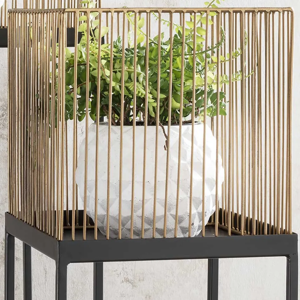 Quadratische Blumensäule mit Gitterkorb - Brazoli