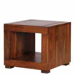 Quadratischer Beistelltisch Hoslo aus Massivholz klar lackiert