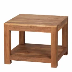 Quadratischer Couchtisch Vislan aus Holz naturbelassen Akazie massiv