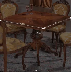 Quadratischer Esstisch im Barock Stil Magari mit Nussbaum Furnier