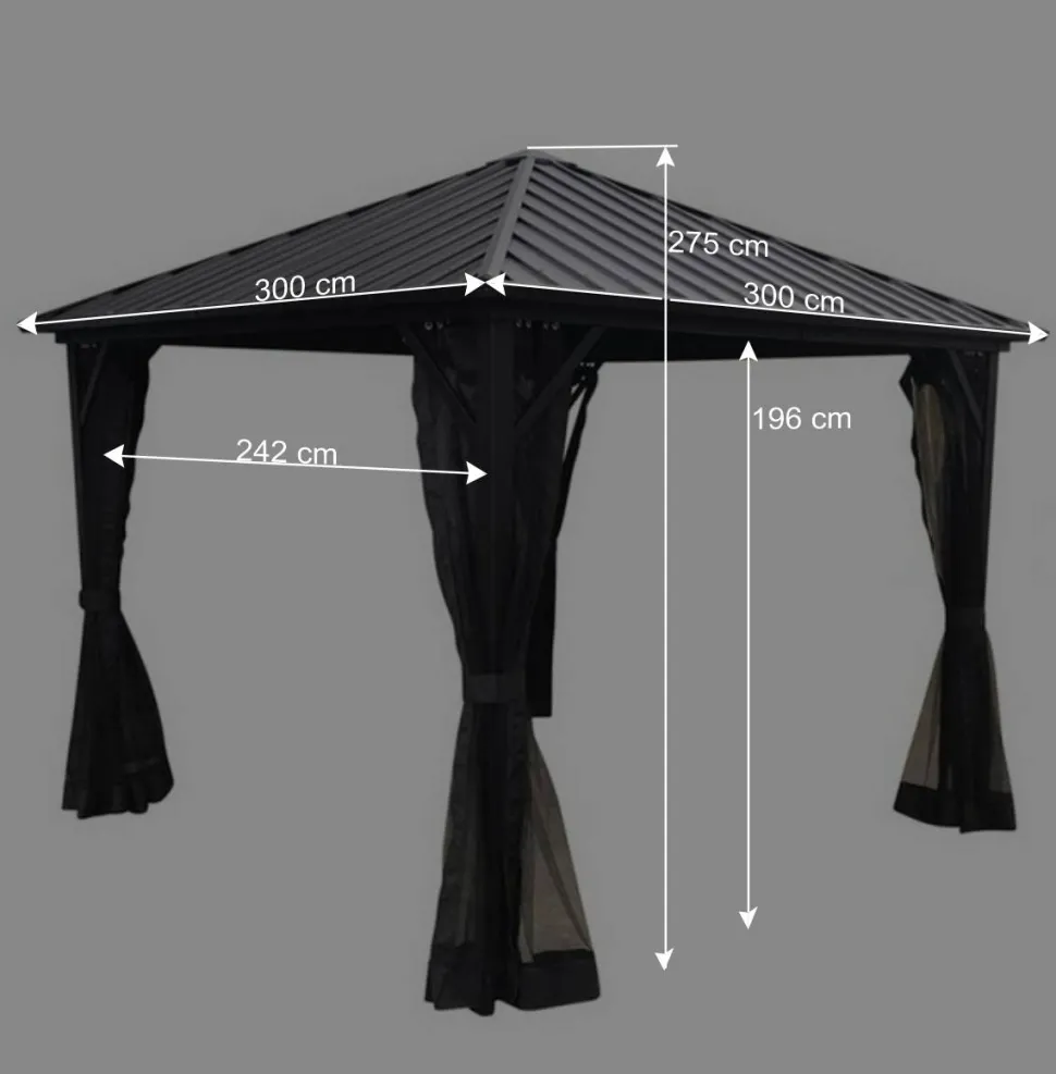 Quadratischer Pavillon mit festem Dach - Blances