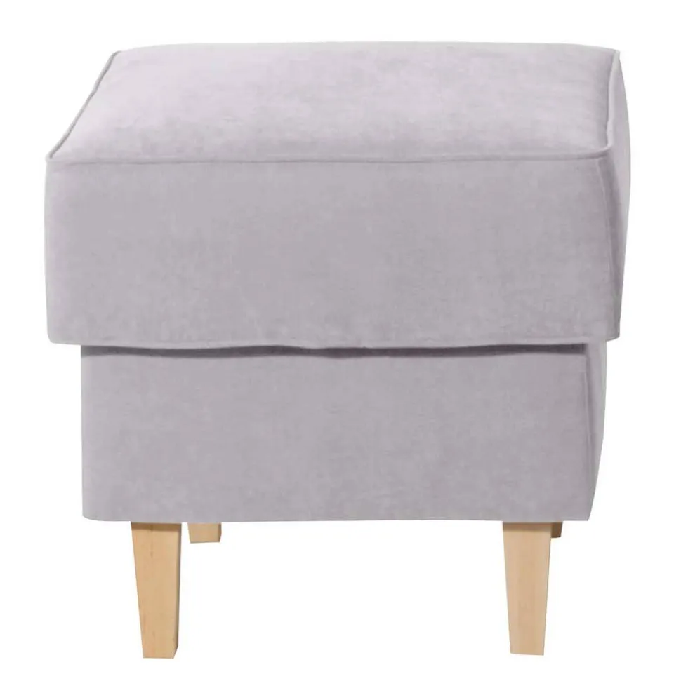 Quadratischer Polsterhocker in Silbergrau - Jiletta