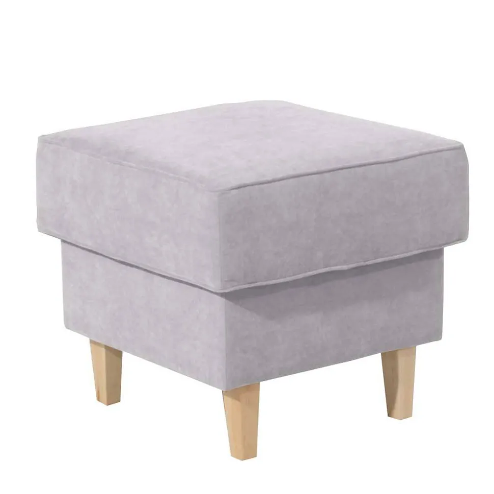 Quadratischer Polsterhocker in Silbergrau - Jiletta