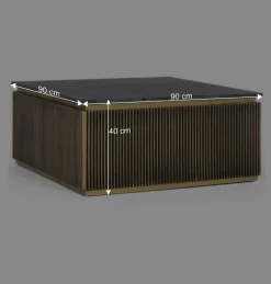 Quadratischer Wohnzimmertisch mit Marmorplatte - Hayato