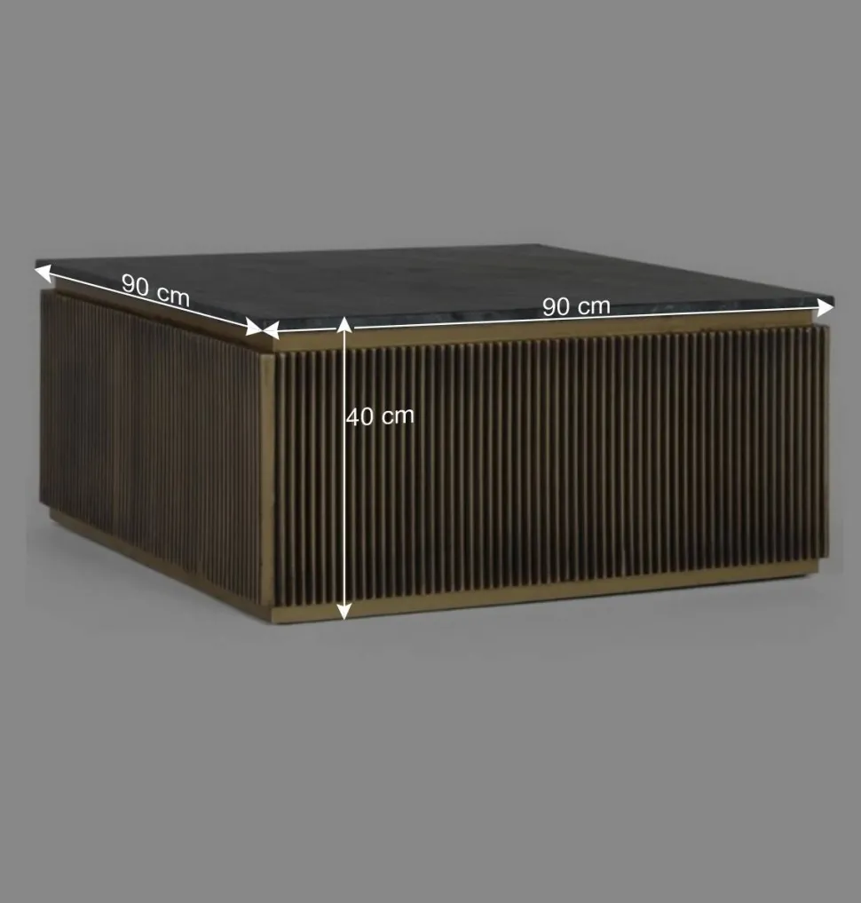 Quadratischer Wohnzimmertisch mit Marmorplatte - Hayato